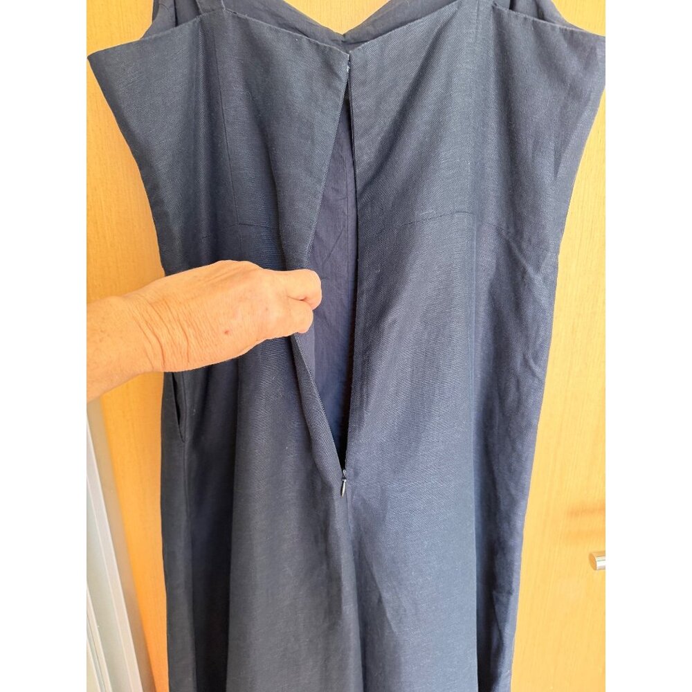 Club Monaco Womens Wide Leg Jumpsuit Size 12 Black Linen Blend Lined Casual - Picture 4 of 11
